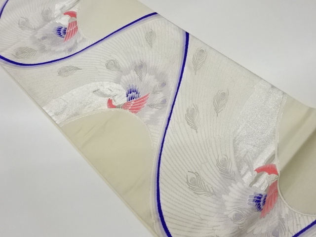 リサイクル　孔雀模様織出し袋帯